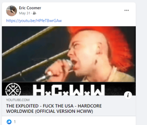 Eric Coomer The Exploited Fuck The USA Hardcore Worldwide
